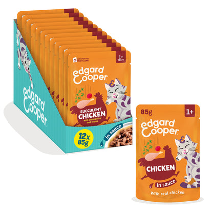 Sobres de comida húmeda Pollo en Salsa para Gatos Adultos | Edgard &amp; Cooper 85 g