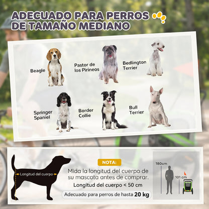 Pawhut Remolque De Bicicleta Para Perros 2 En 1 Con Arnés De Seguridad Verde_4