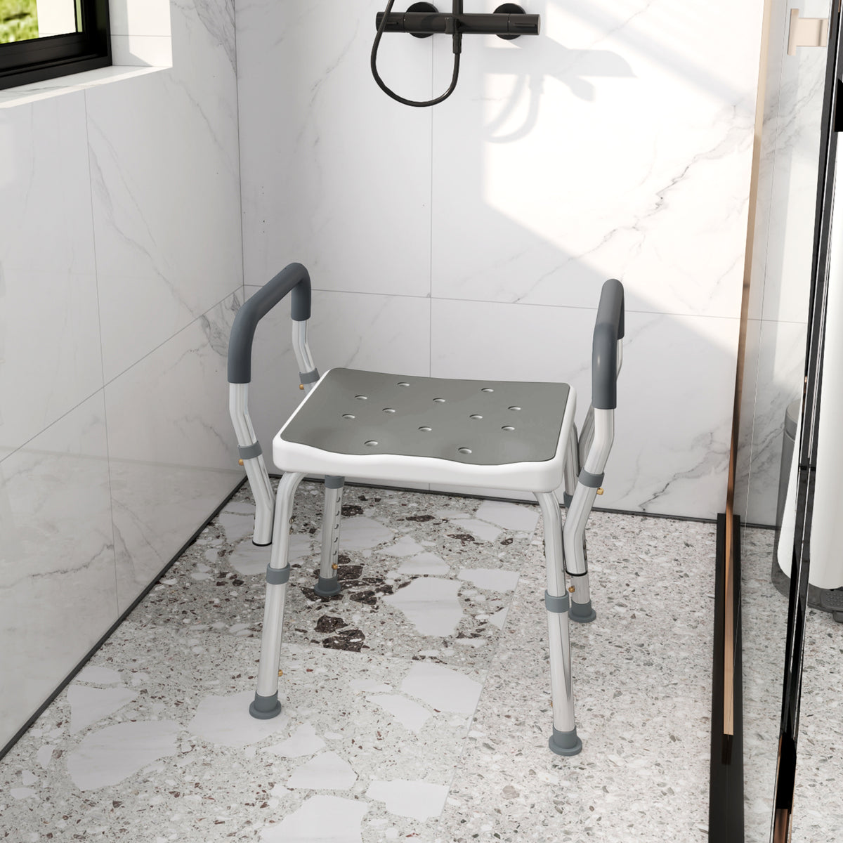 Homcom Taburete De Ducha Con Altura Regulable Antideslizante Carga 150 Kg_4