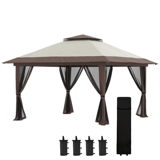 Outsunny Carpa Plegable Pop-up 4x4x2,8 M Altura Ajustable Protección Uv50+_0