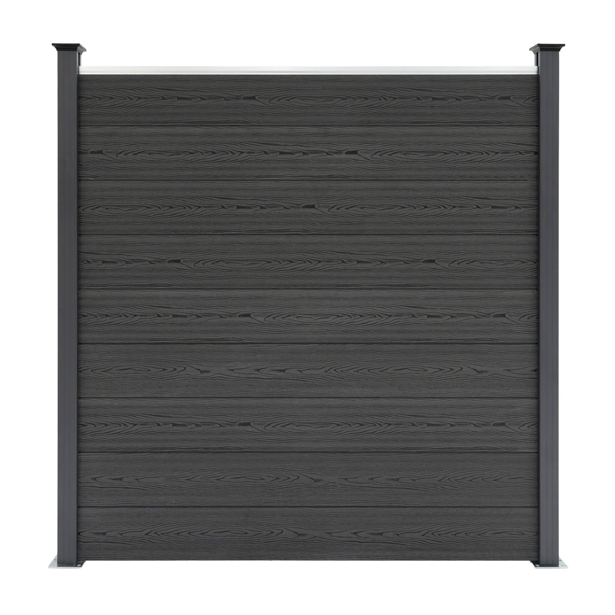 Vallas Para Exteriores De Wpc Y Aluminio - 1x Panel Cuadrado + 1x Oblicuo + 2x Postes Con Led | Gris_3