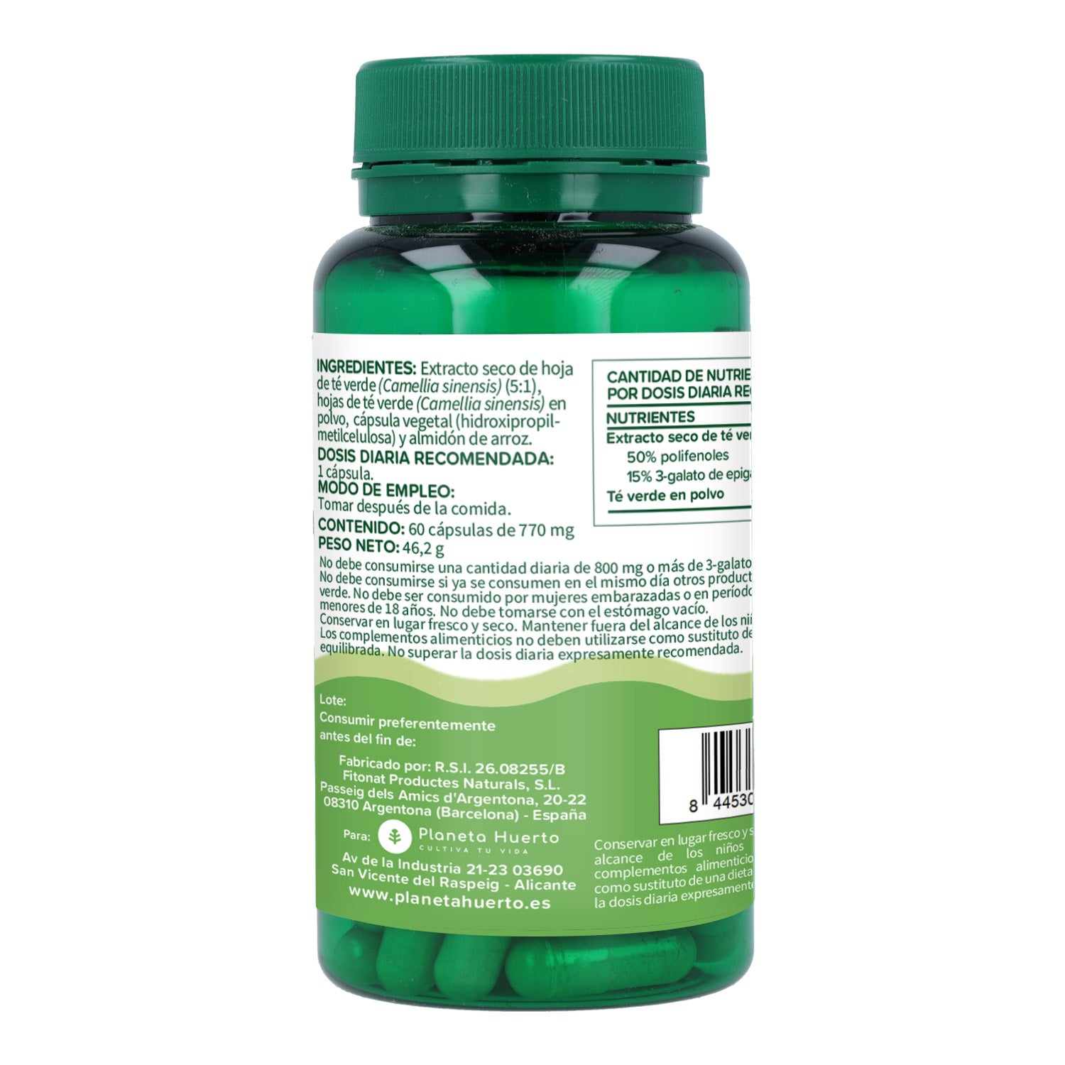 Té verde Planeta Huerto 60 Cápsulas