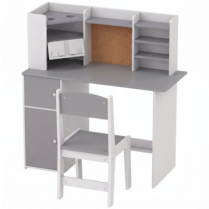 Secretária Infantil Com Cadeira Aiyaplay Mdf Cinzento 90x39x95 Cm_0