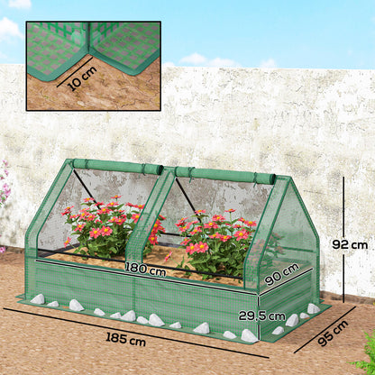 Jardinera Con Invernadero Outsunny Acero Galvanizado, Pe Verde Y Gris 185x95x92 Cm_2