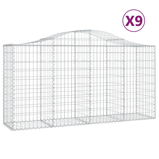 Cestas De Gaviones 9 Uds Forma De Arco Hierro 200x50x100/120 Cm_0