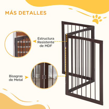 Pawhut Barrera De Seguridad Plegable Perros Pequeños 160x76 Cm Para Puertas Café_5