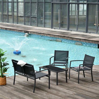 Outsunny Conjunto De Muebles De Jardín 4 Piezas Muebles Jardín Exterior Negro_1
