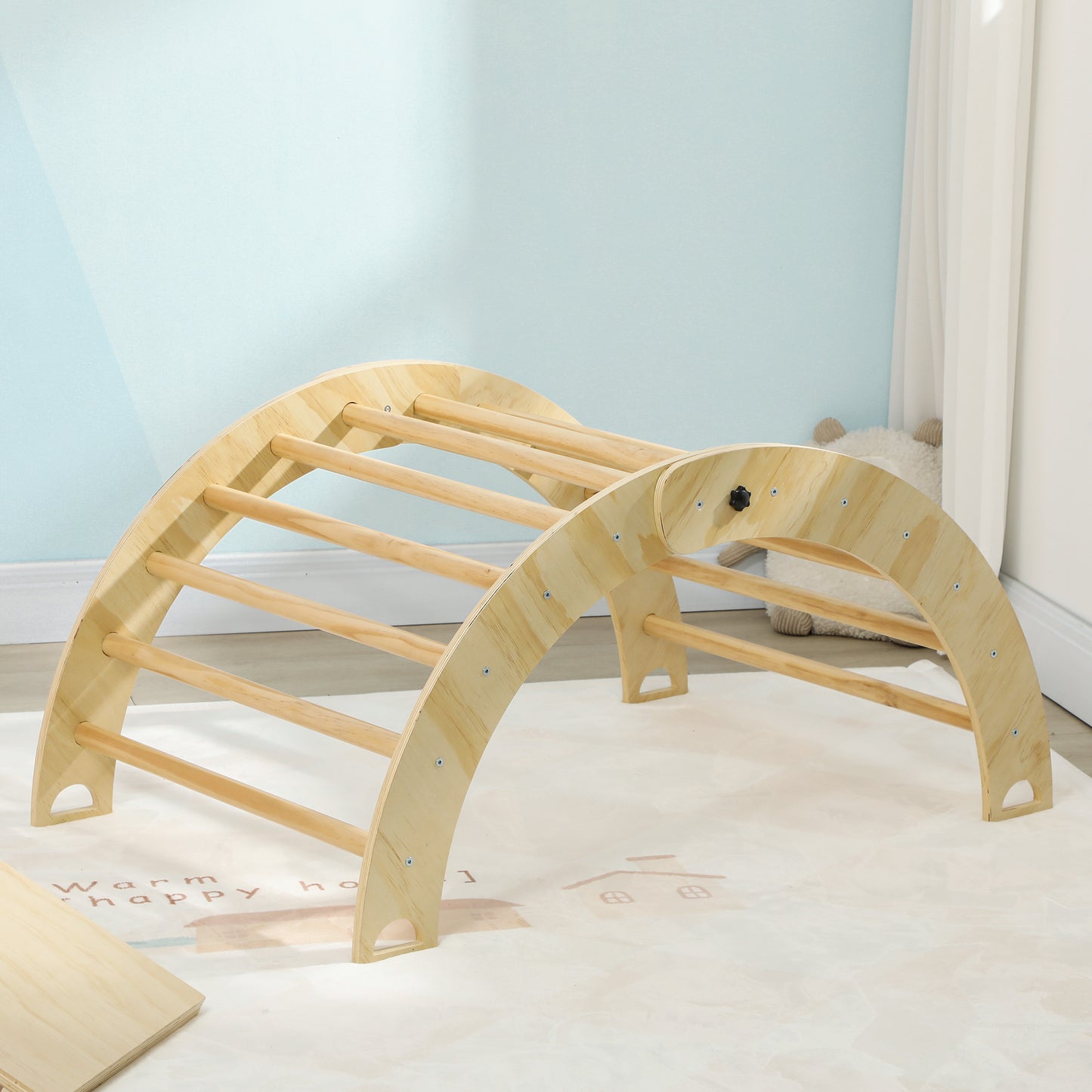Aiyaplay Triángulo De Escalada De Madera Con Rampa Escalador De Arco Natural_3