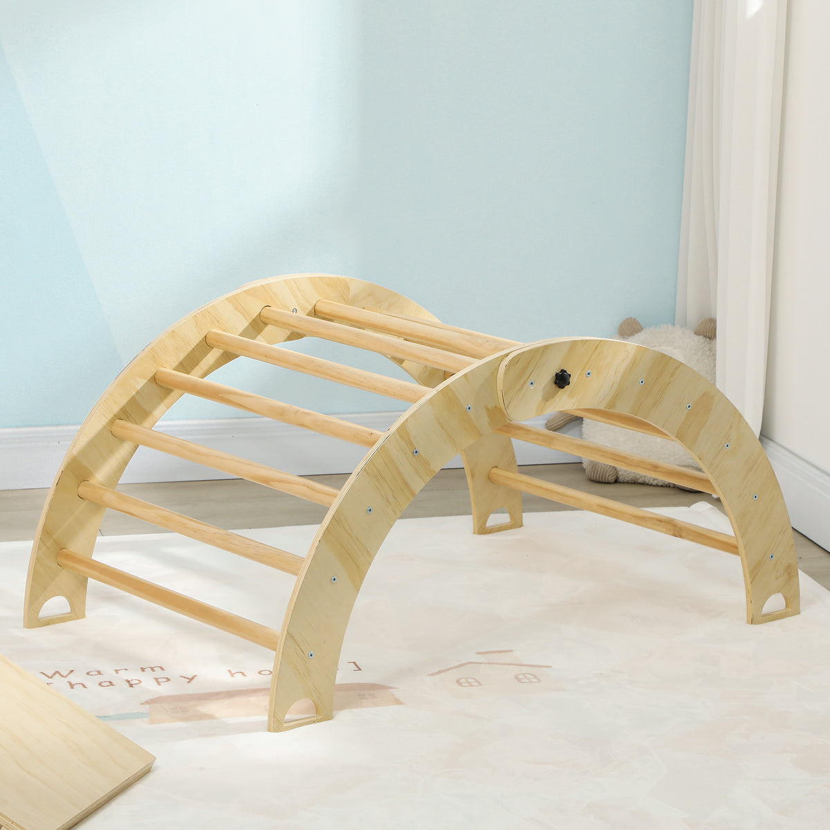 Aiyaplay Triángulo De Escalada De Madera Con Rampa Escalador De Arco Natural_3