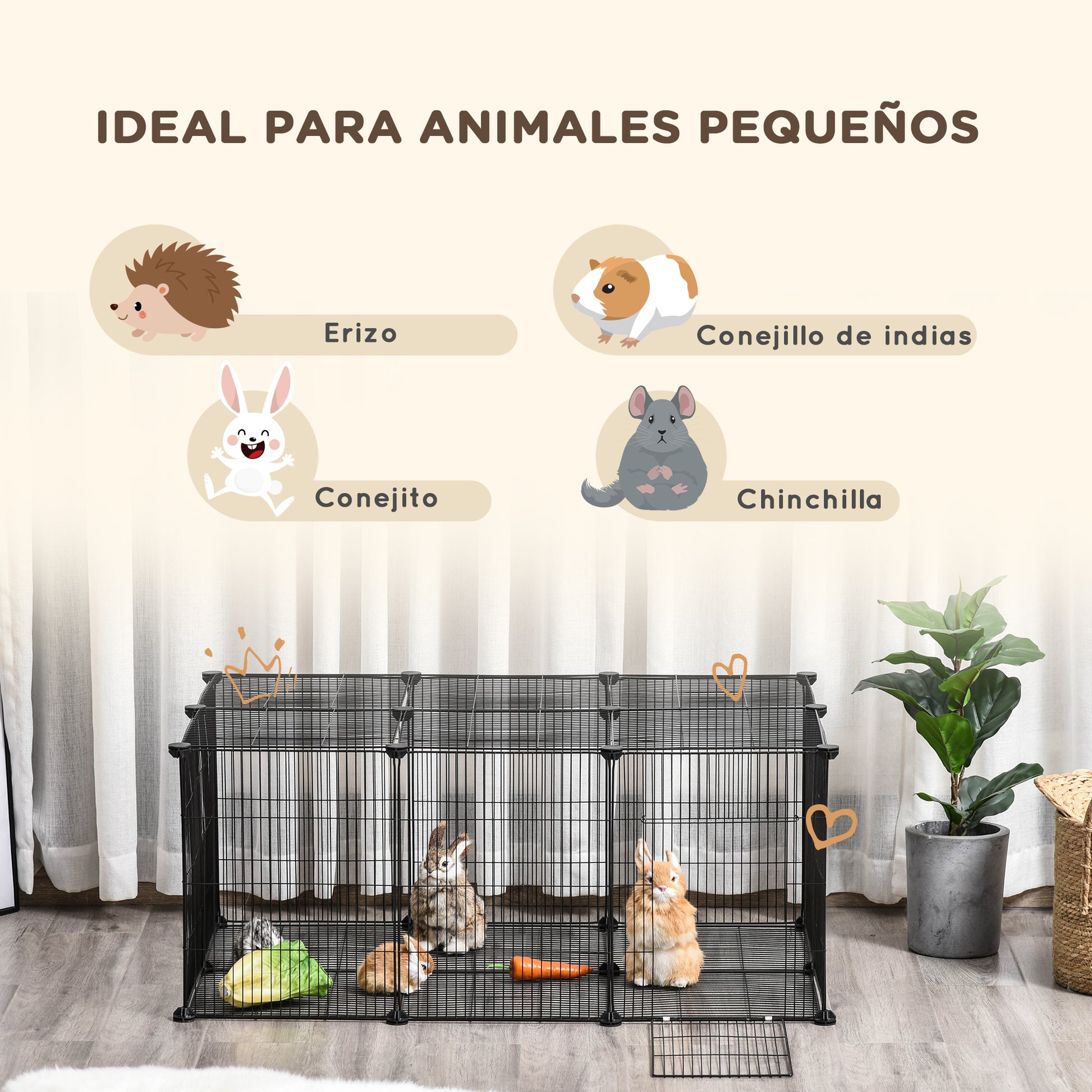 Pawhut Diy Jaula Para Animales Pequeños 22 Paneles Conejo Cobaya_5