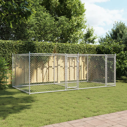 Jaula De Perros Con Puertas Acero Galvanizado Gris 4x2x1,5 M_2