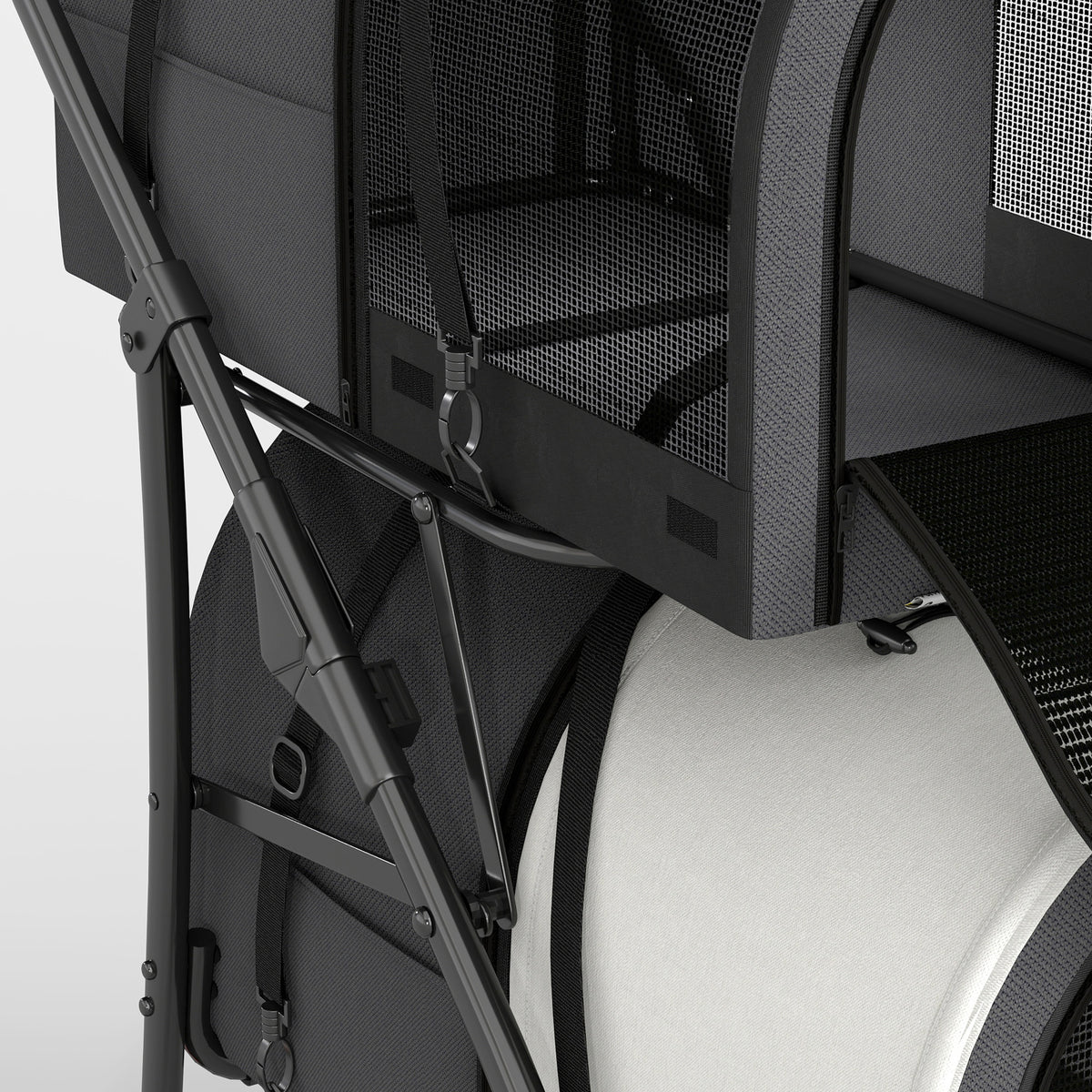 Pawhut Carrito Doble Para Perros Plegable Con 2 Transportines 66x50x98 Cm_3