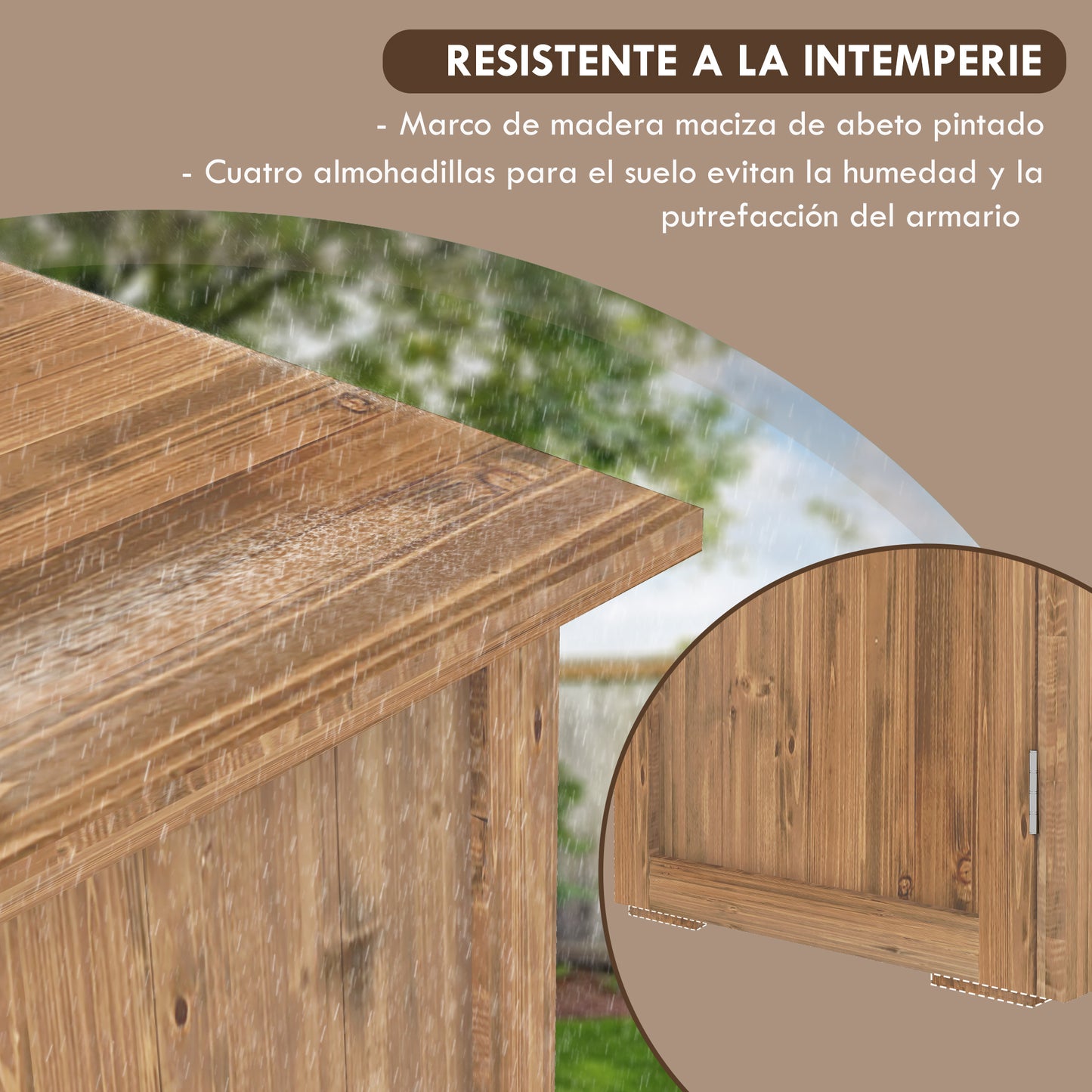 Outsunny Caseta De Jardín De Madera Con 2 Puertas Magnéticas 77x55x72 Cm Marrón_5