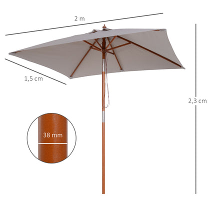 Outsunny Sombrilla De Jardín Rectangular 200x150x235 Cm Anti-uv Gris_2