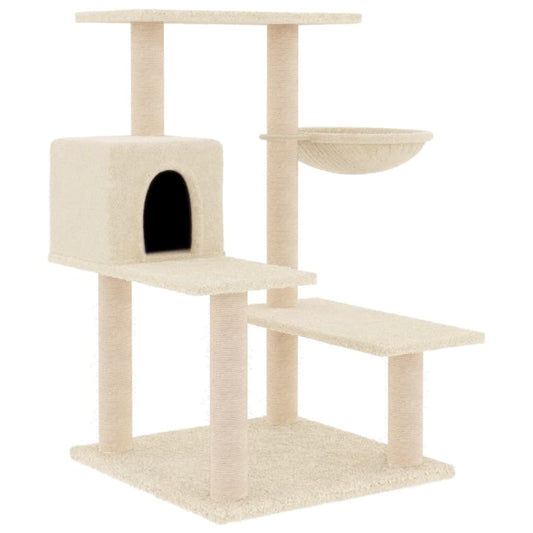 Rascador Para Gatos Con Postes De Sisal Color Crema 82,5 Cm_0