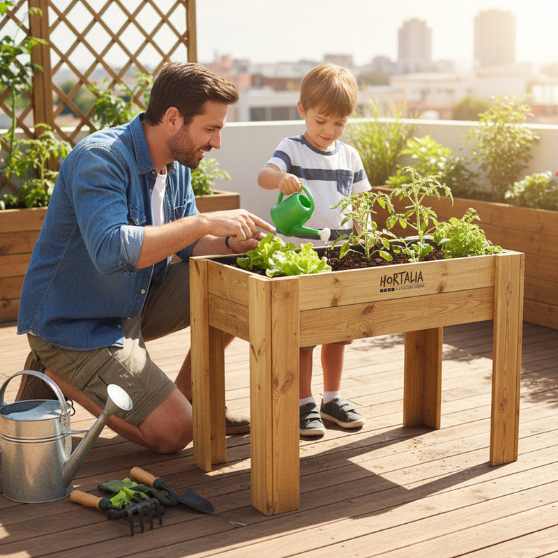 Mesa De Cultivo Elevada Madera Tratada Exterior Hortalia Gardenbrico M80 80x60x80 Cm_1