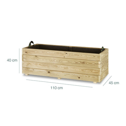 Jardinera Rectangular De Madera Tratada Para Exterior Ghio Hortalia 110x45x40 Cm_5