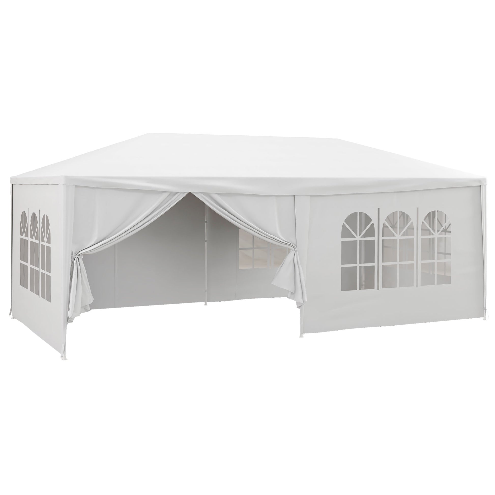 Outsunny Carpa De Jardín 6x3 M Con 4 Ventanas 2 Puertas Con Cremallera Blanco_0