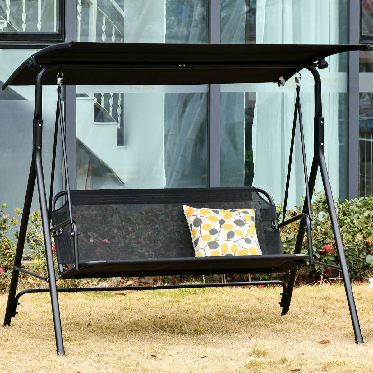 Outsunny Columpio De Jardín 2 Plazas Silla Balancín Techo Ajustable_1