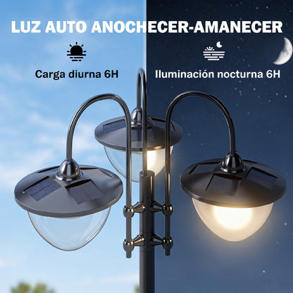Outsunny Farol Solar De Jardín 189 Cm Con 18 Luces Led Blanca Fría 6000k Ip44_5