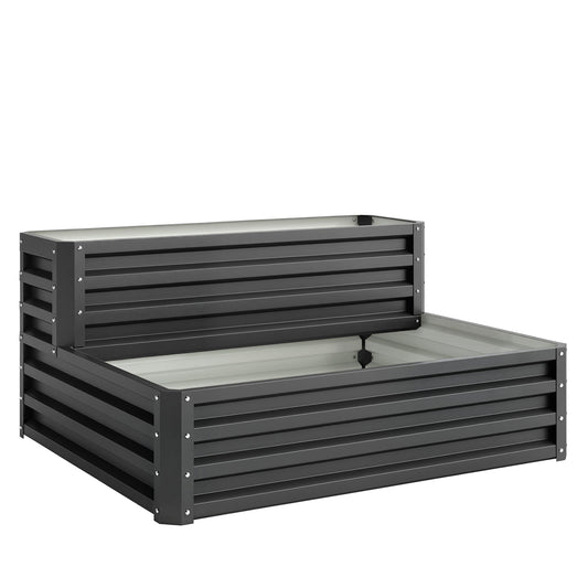 Outsunny Huerto Urbano De 2 Niveles Diseño De Escalera 120x101x58 Cm Gris Oscuro_0