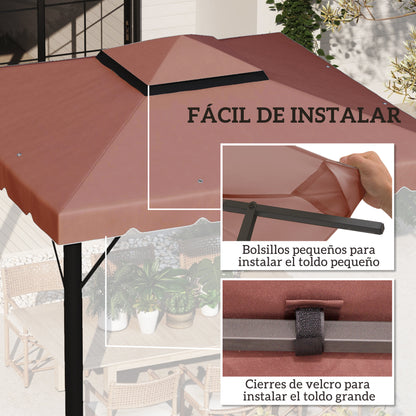 Outsunny Techo De Repuesto Para Cenador 3x3 M Con Techo Doble Café_5