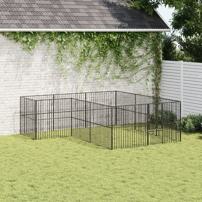 Corralito Para Perros Con 12 Paneles Acero Galvanizado Negro_2
