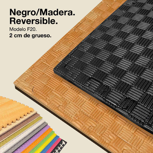 Tatami Puzzle 2cm 100x100cm, Pack 4 Unidades – Superficie 5 Líneas Madera Jowy_0