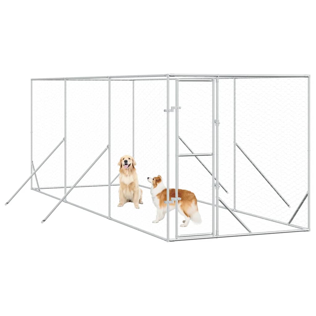 Perrera De Exterior Acero Galvanizado Plateado 2x6x2 M_2