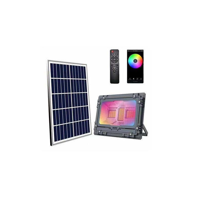 Elbat Foco Solar Led Rgb 60w - 515lm - Bluetooth - Bateria 5v/6ah - Control Remoto - Ip67_0