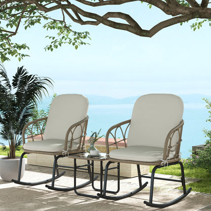 Outsunny Conjunto De Muebles De Ratán De 3 Piezas Para Jardín Crema Y Beige_1
