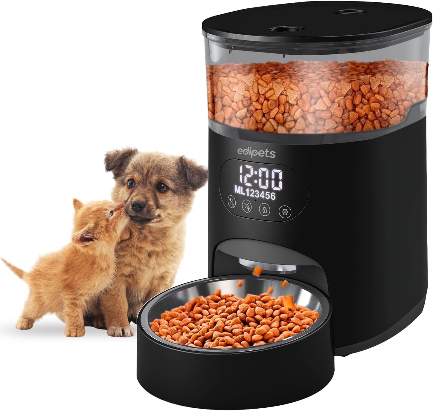 Comedero Automático Programable Para Perros Y Gatos Negro_0