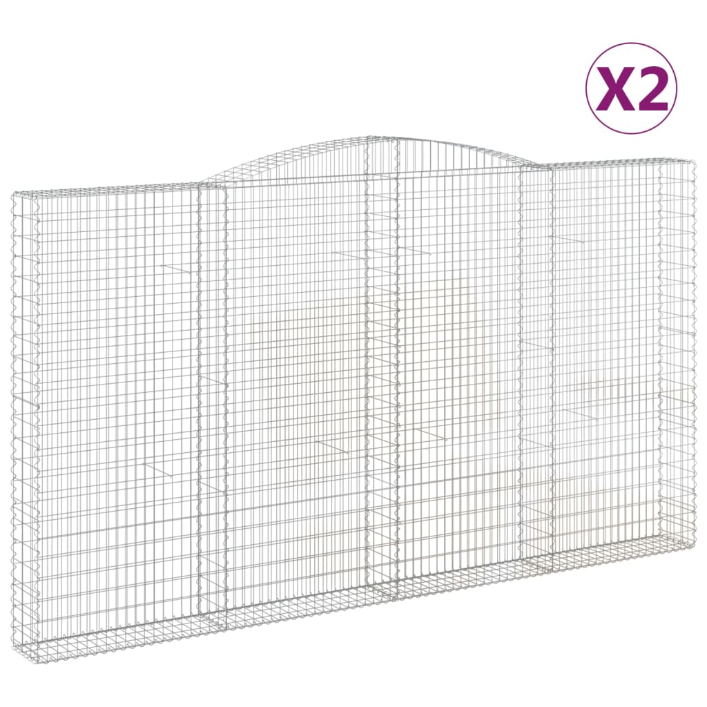 Cestas De Gaviones 2 Uds Forma De Arco Hierro 400x30x220/240 Cm_0
