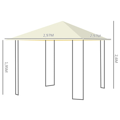 Outsunny Carpa 2,97x2,97x2,6m Cenador Con Acero Y Paravientos Laterales Crema_2