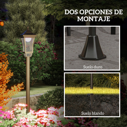 Outsunny Farola Solar Con Panel Solar Encendido Y Apagado Automático Negro_5