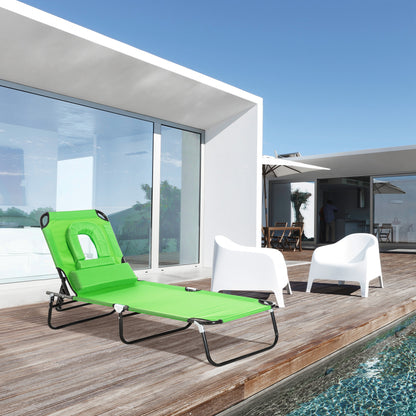 Outsunny Tumbona Plegable De Jardín Con Respaldo Ajustable Almohada Acero Verde_1