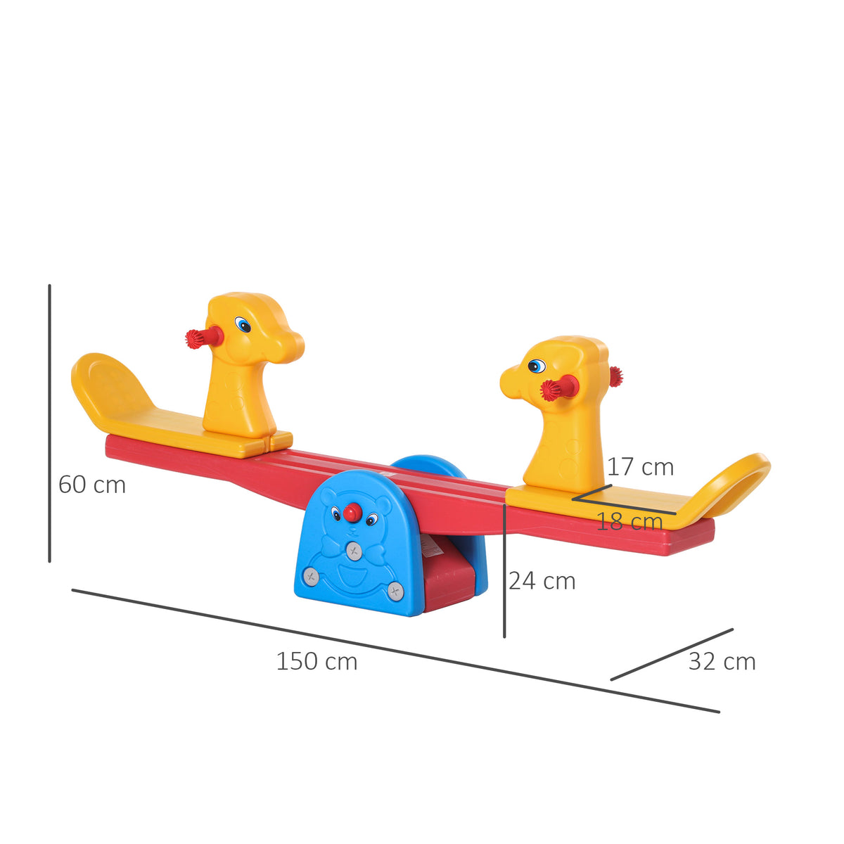 Homcom Balancín Para Niños Sube Y Baja Con Respaldo Carga 20kg Por Asiento Forma_2