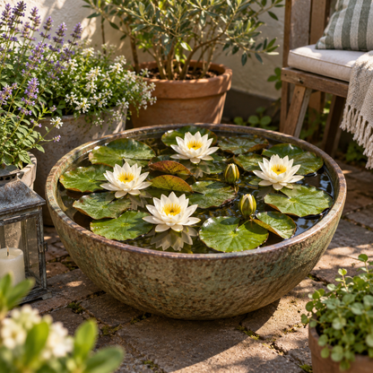Nenúfar Enano Blanco - Nymphaea - 1x Nenúfar Multiflor Con Cesta_3