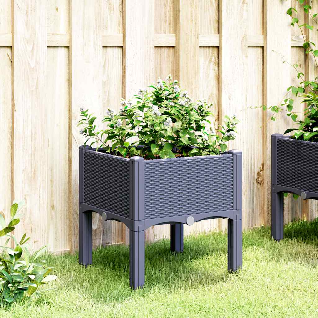 Jardinera Con Patas Pp Azul Gris 40x40x42 Cm_2