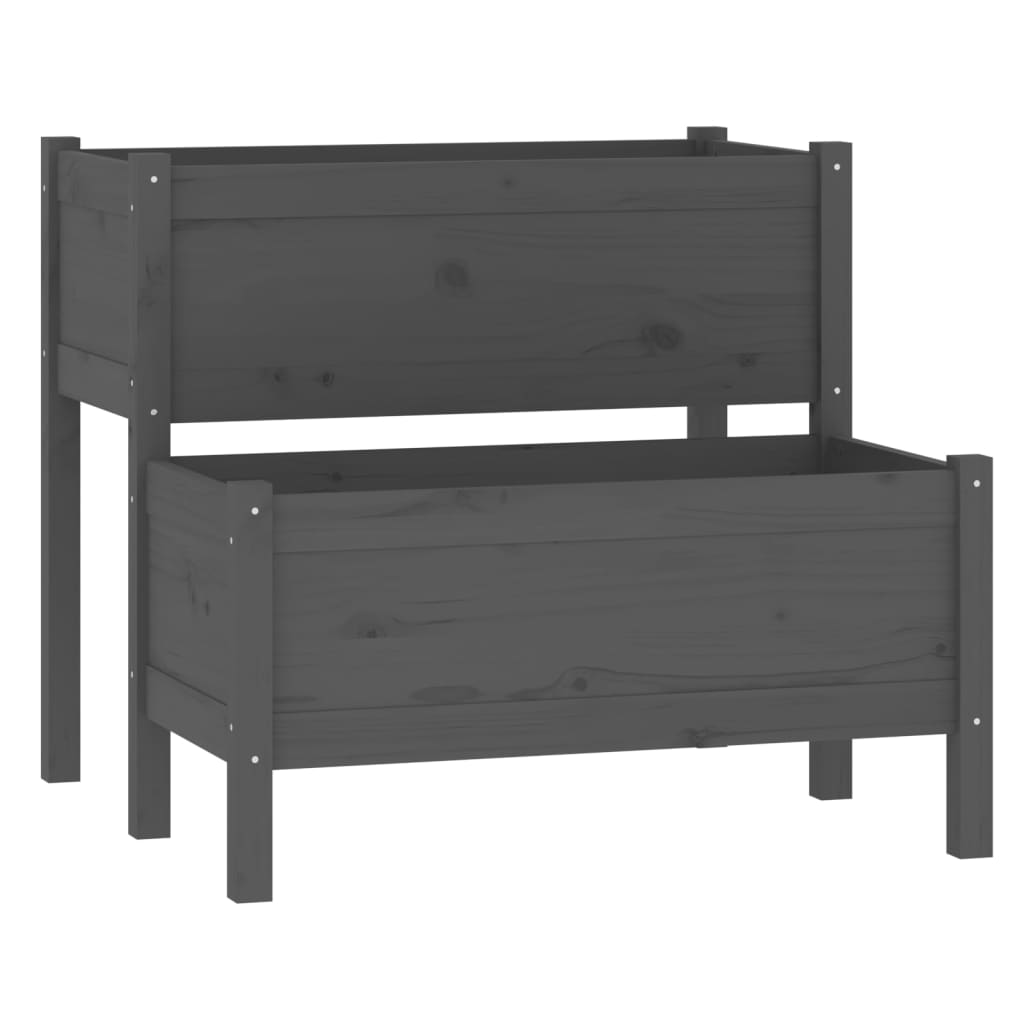 Jardinera De Madera Maciza De Pino Gris 84,5x84x75 Cm_0