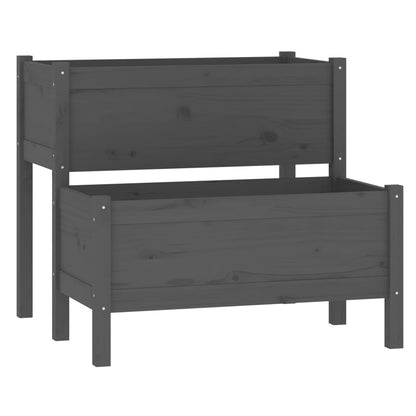 Jardinera De Madera Maciza De Pino Gris 84,5x84x75 Cm_0