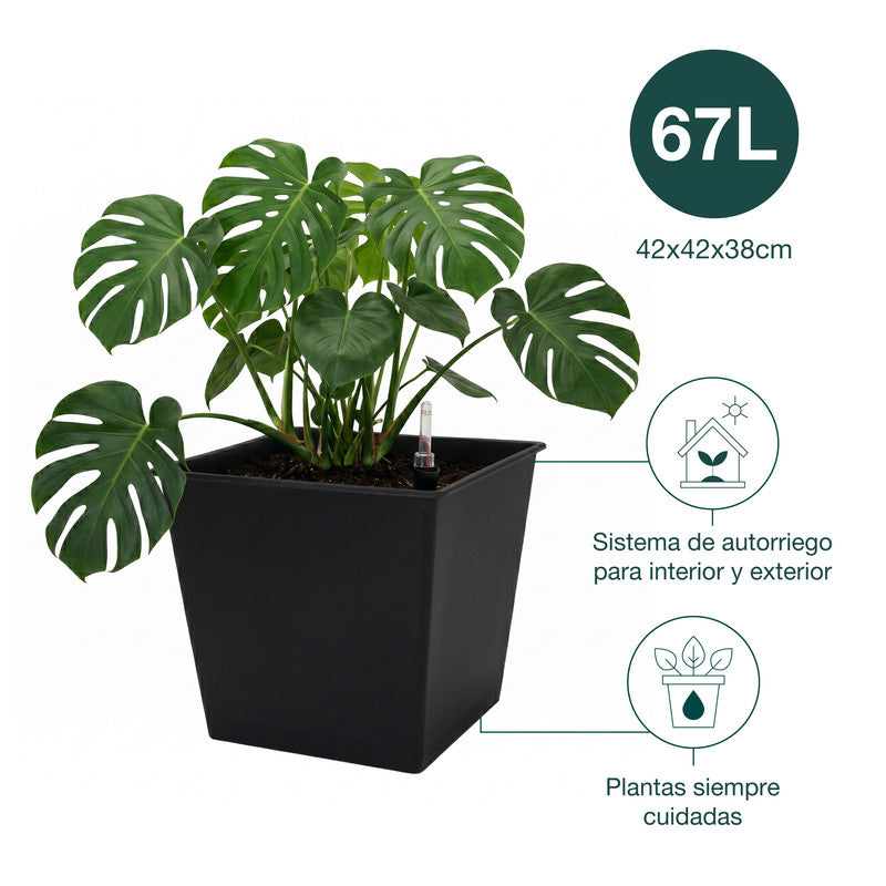 Maceta Autorriego De Polipropileno Interior Y Exterior Hortalia 67 L 42x42x38 Cm_4