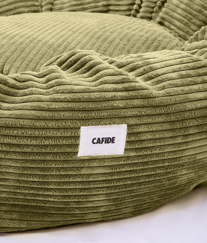 Cafide Cama Donut Para Perro Con Tejido De Pana Verde. Modelo Nuba. Talla S (60x60x15 Cm)_4