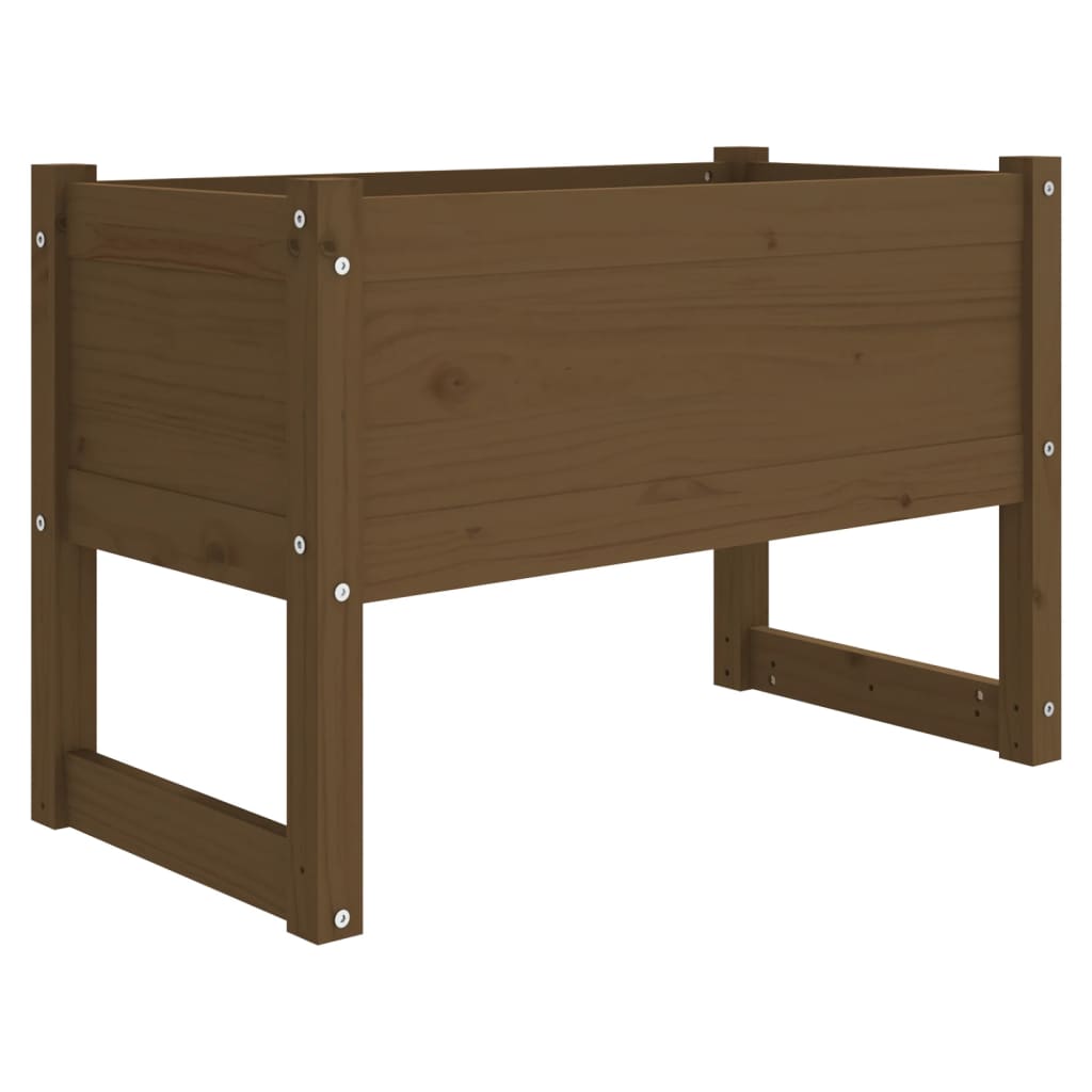 Jardinera Madera Maciza De Pino Marrón Miel 78x40x52 Cm_0