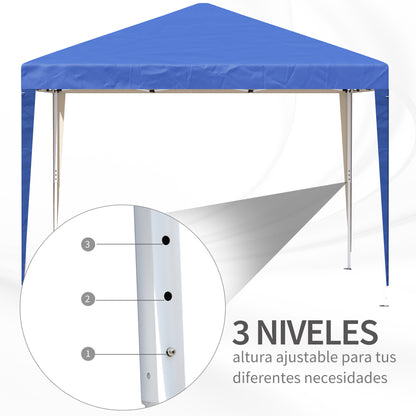 Outsunny Carpa Plegable 3x3 M Con Altura Ajustable Y Bolsa De Transporte Azul_5