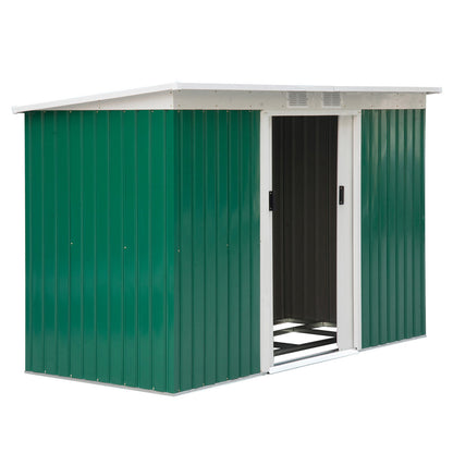 Cobertizo De Jardín Base 3,1 M² Outsunny 280x130x172 Cm Verde Oscuro_0