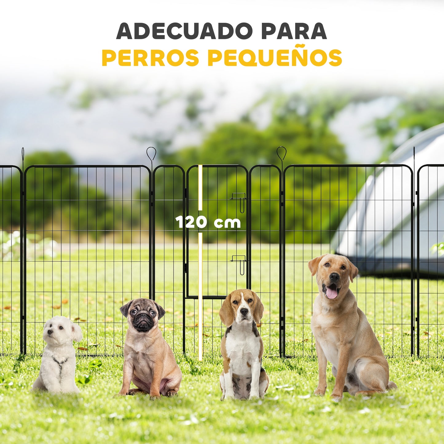 Pawhut Parque Para Perros De 12 Paneles 80x120 Cm Con 2 Puertas Negro_3