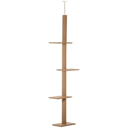 Pawhut Árbol Para Gatos Del Suelo Al Techo 43x27x228-260 Cm Con Altura Ajustable_0