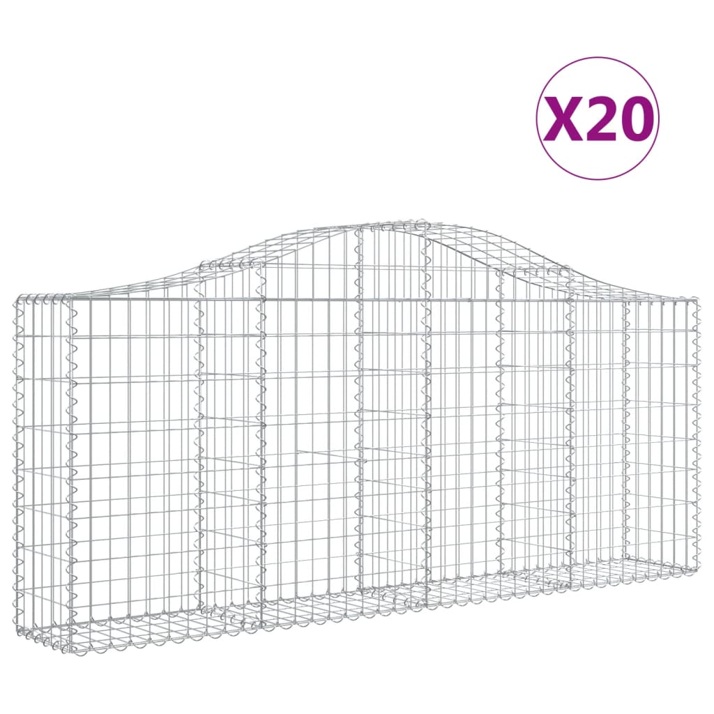 Cestas De Gaviones 20 Uds Forma De Arco Hierro 200x30x80/100 Cm_0