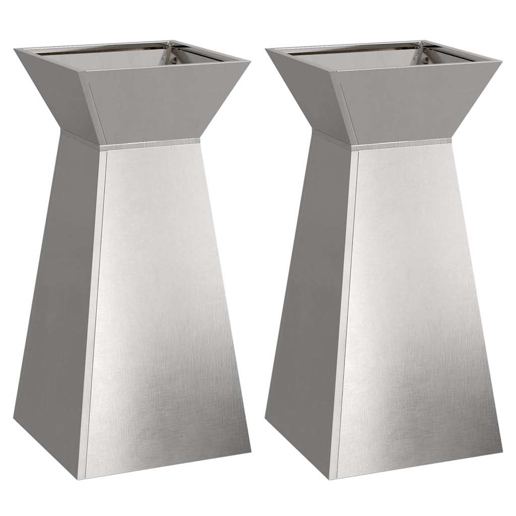 Maceta Pilar 2 Pcs Plateado 35 X 35 X 73 Cm_0